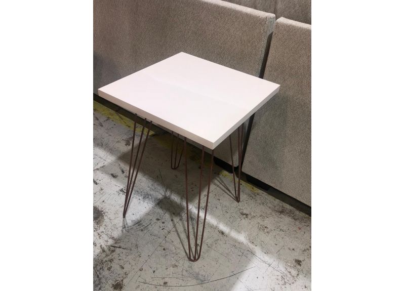 Hamilton Tall Side Table with Wooden Beige Top and Chrome Legs -  Floor Stock